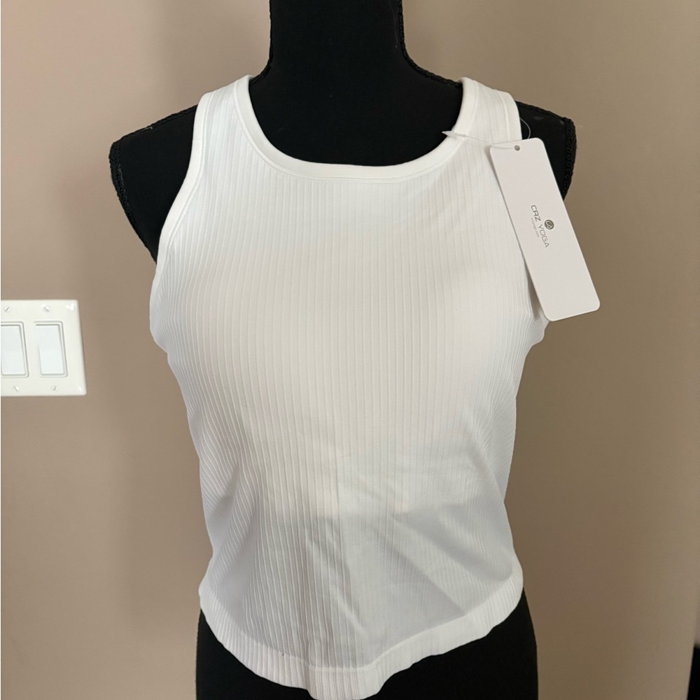 CRZ YOGA White Ribbed Tank Top